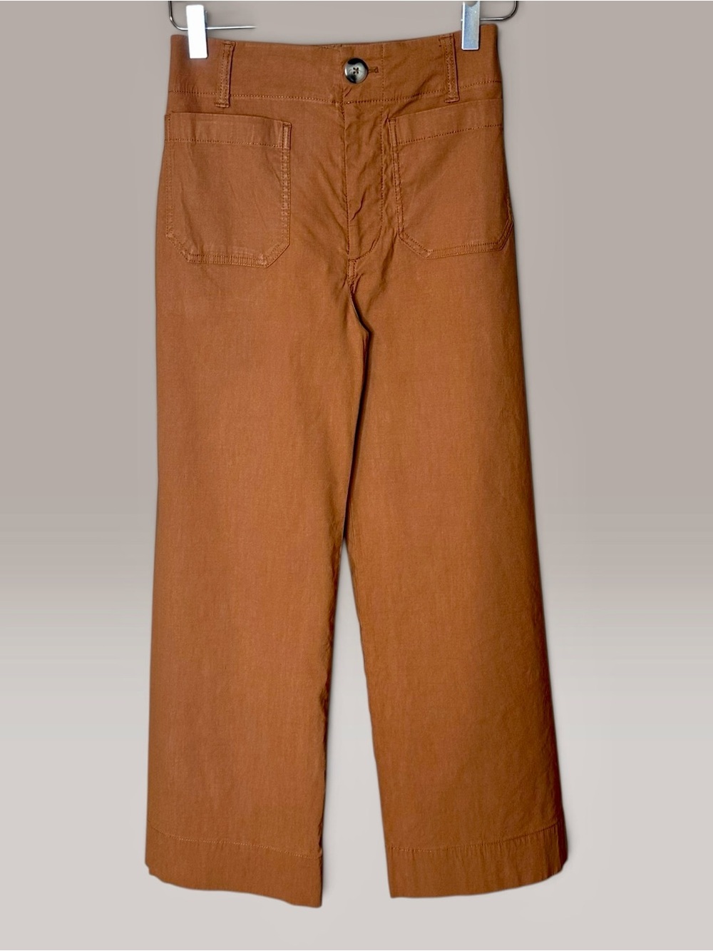 Maeve Anthropologie the Colette Wide Leg Pants Orange Size: 25 Flax Linen NICE!